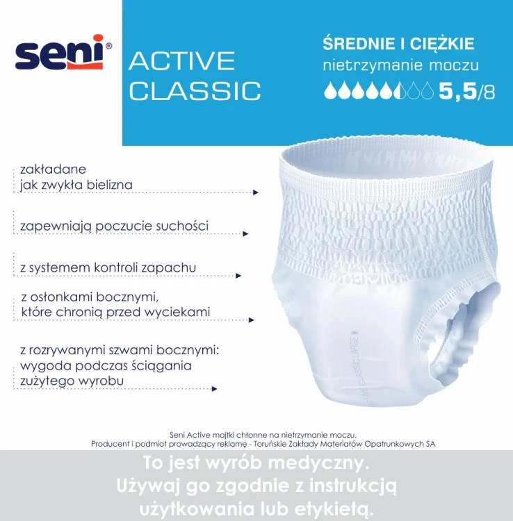 Majtki chłonne Seni Active Classic – opakowanie 10 szt
