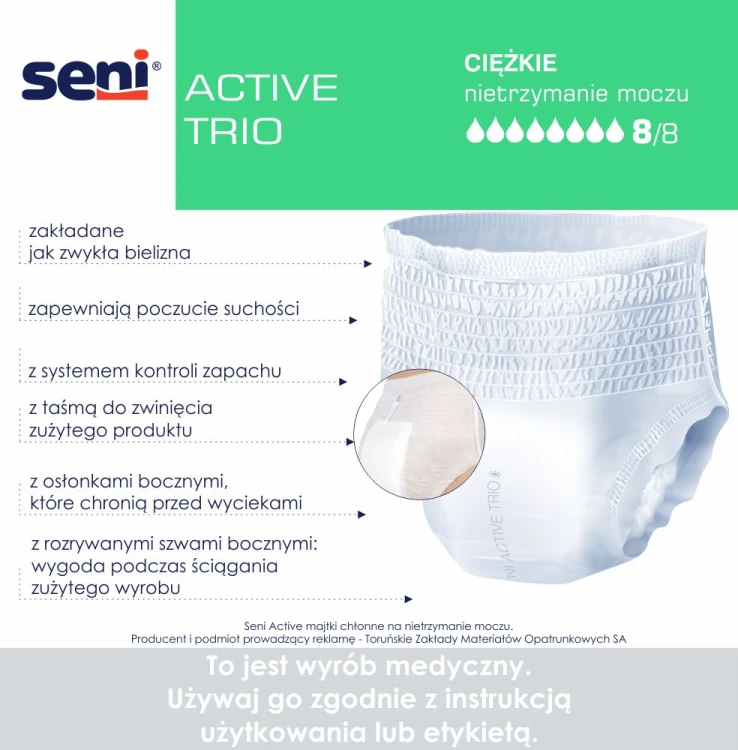 Majtki chłonne Seni Active Trio – opakowanie 10 szt