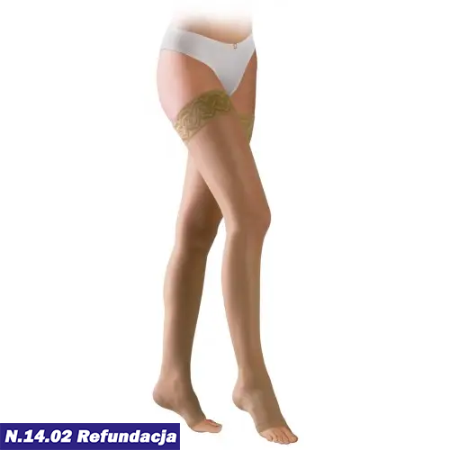 Pończochy kompresyjne Avicenum PHLEBO 140, czubek otwarty, koronka Aries