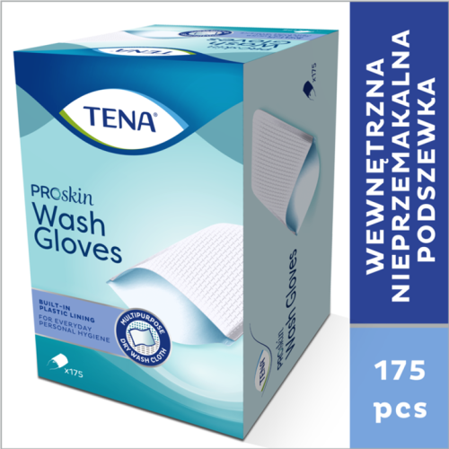 TENA ProSkin Wash Gloves – rękawice myjące z nieprzemakalną warstwą foliową